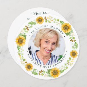 Memorial Sunflowers Photo Funeral Prayer Card