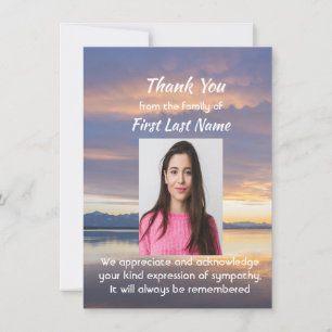 Memorial Sunset Evening Sky Dusk heaven Thank you Card