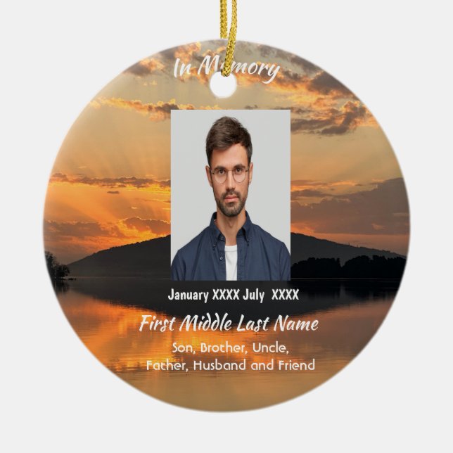Memorial  Sunset Water Reflection Sky Cloud  Ceramic Tree Decoration (Front)