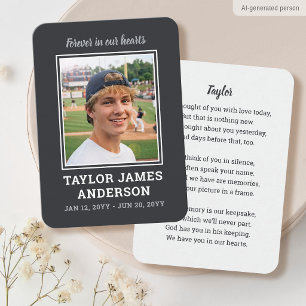 Memorial Sympathy Funeral Card Modern Photo Grey