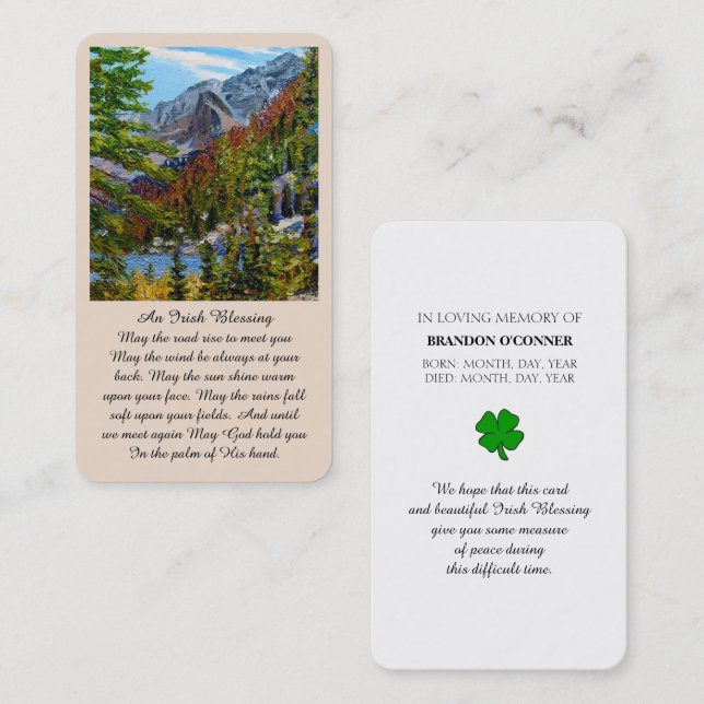 Memorial Sympathy Irish Blessing Card (Front/Back)