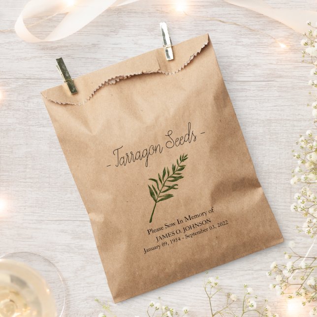 Memorial Tarragon Seed Funeral Favour Bags (Clipped)