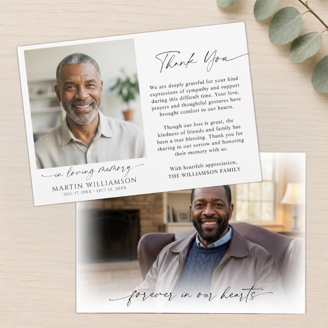 Memorial Thank You 2 Photo In Loving Memory Script Card (Creator Uploaded)