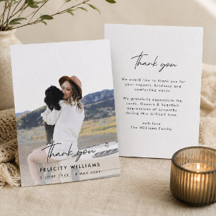 Memorial Thank You Card   Funeral Sympathy Cards