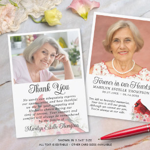 Memorial Thank You Cardinal 2 Photos Poem Quote Card
