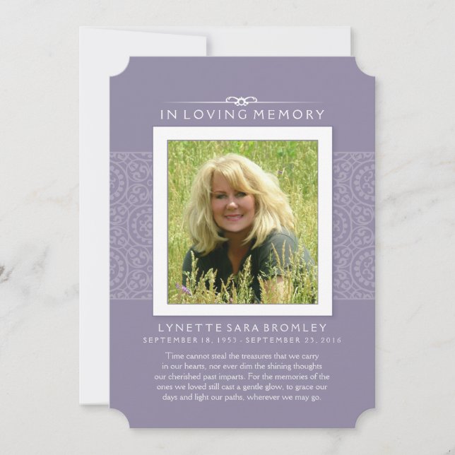 Memorial Thank You Lilac Purple Photo PERHAPS POEM (Front)