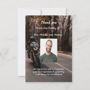 Memorial Thank you Photo Motorcycle Biker Card