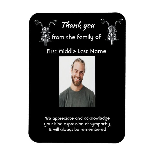 Memorial Thank you Photo Motorcycle Biker  Magnet (Vertical)