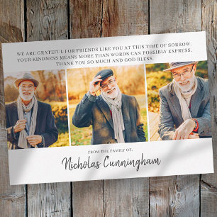 Memorial Three Custom Photo and Message Thank You Card