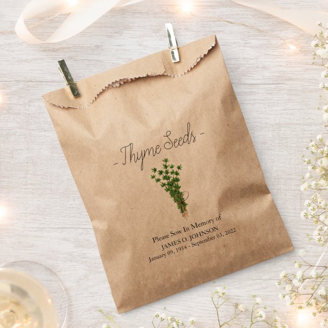 Memorial Thyme Seed Funeral Favour Bags (Clipped)