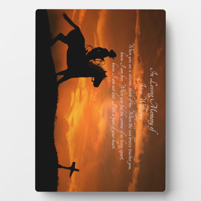 Memorial Tribute Cowboy Spiritual  Plaque (Front)