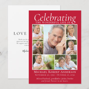 Memorial Tribute Photo Collage Keepsake Thank You Card