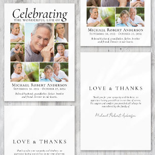 Memorial Tribute Photo Collage Keepsake Thank You Card