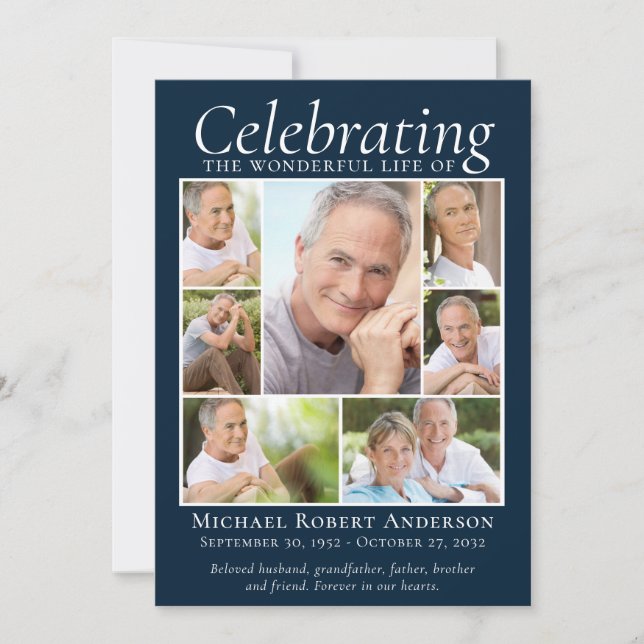 Memorial Tribute Photo Collage Keepsake Thank You Card (Front)