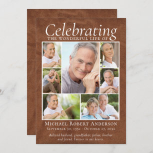 Memorial Tribute Photo Collage Leather Thank You Card