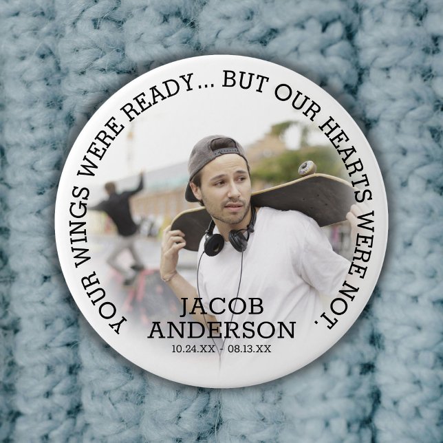 Memorial Tribute Photo & Quote Personalised  7.5 Cm Round Badge (Creator Uploaded)