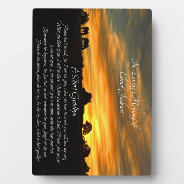 Memorial Tribute with Spiritual Poem Horses Sunset Plaque (Front)