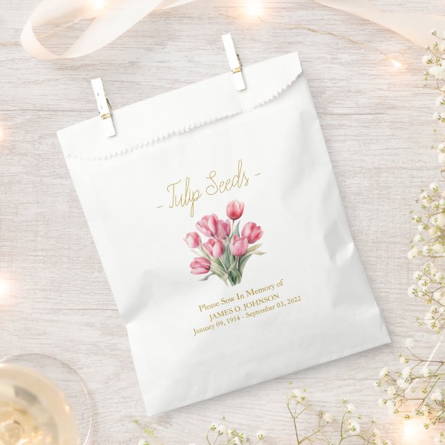 Memorial Tulip Seed Funeral  Favour Bags (Clipped)