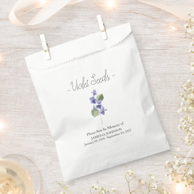Memorial Violet Seed Funeral  Favour Bags (Clipped)