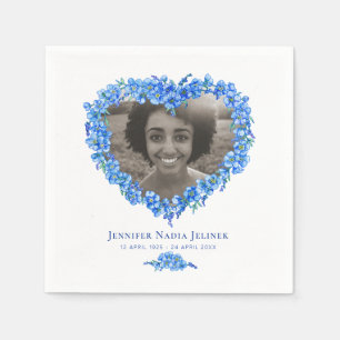 Memorial wake photo forget-me-nots napkin