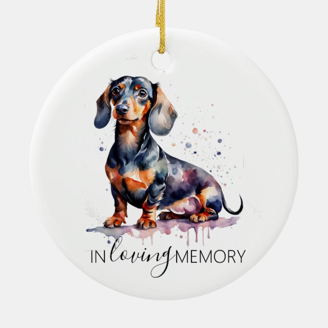 memorial watercolour Dachshund ornament (Back)