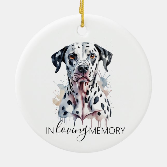 memorial watercolour Dalmatian Ceramic Tree Decoration (Back)