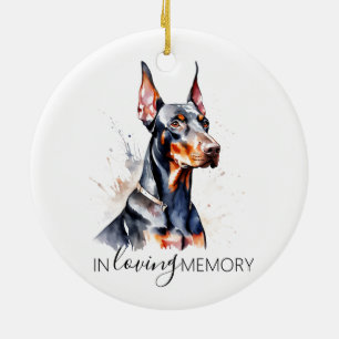 memorial watercolour Dobermann Ceramic Tree Decoration