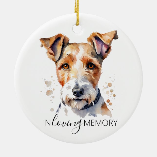 memorial watercolour Fox Terrier ornament (Back)