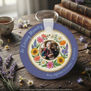 Memorial Wildflower Periwinkle Key Ring