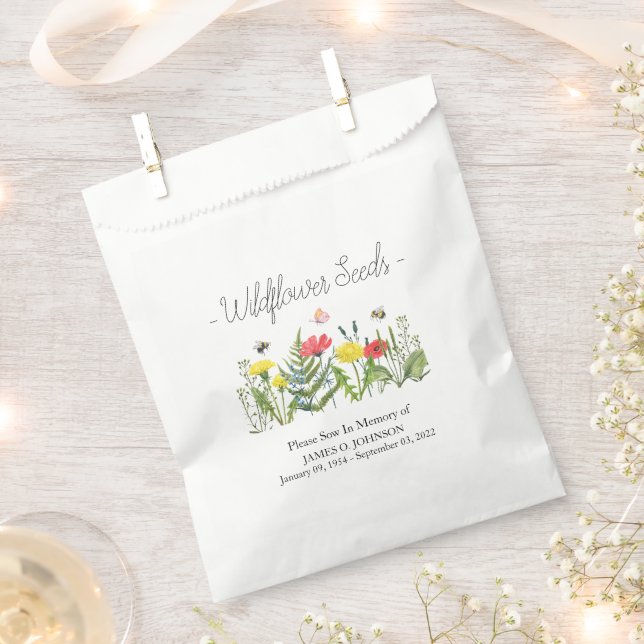 Memorial Wildflower Seed Funeral  Favour Bags (Clipped)