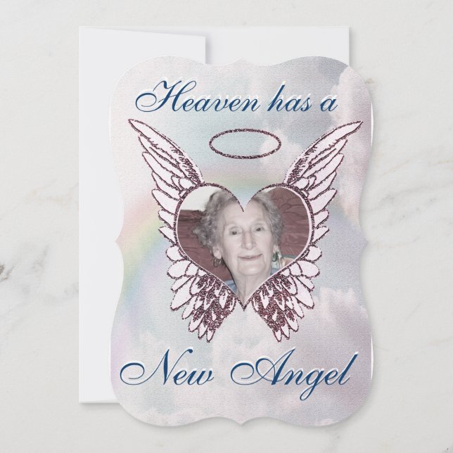 Memorial with Angel Wings and Heart Invitation (Back)
