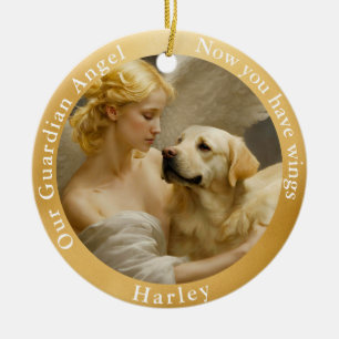 Memorial Yellow Lab Angel Art Custom  Ceramic Tree Decoration