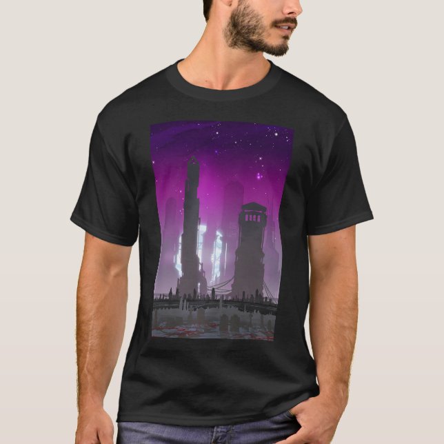 Memorials - Cyberpunk Future Ghost Town T-Shirt (Front)