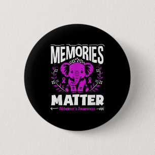 Memories alzheimer's awareness support elephant  6 cm round badge
