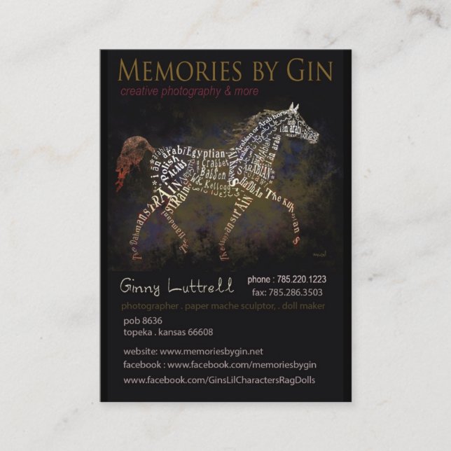 Memories by Gin Business Cards (Front)
