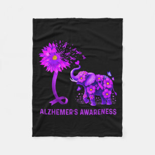 Memories Heimers Awareness Purple Elephant Flower Fleece Blanket