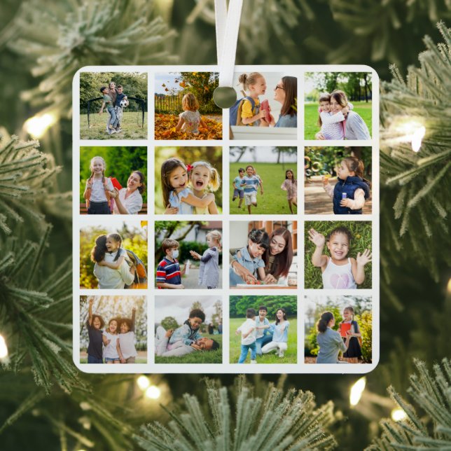 Memories in Motion: Customisable 16 Photo Collage Metal Tree Decoration (Insitu)