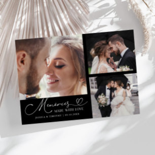 Memories Made With Love Wedding Black Multi Photo Thank You Card
