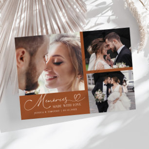 Memories Made With Love Wedding Terracotta Photo Thank You Card
