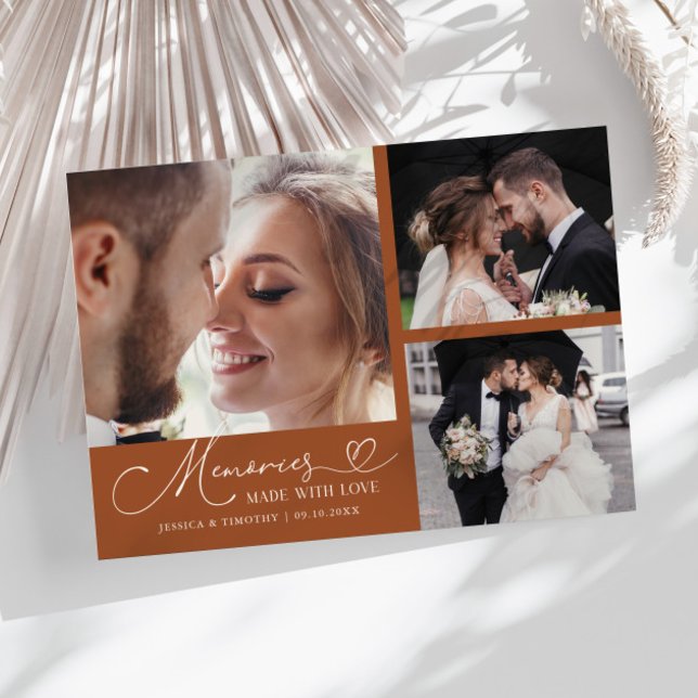 Memories Made With Love Wedding Terracotta Photo Thank You Card (Creator Uploaded)