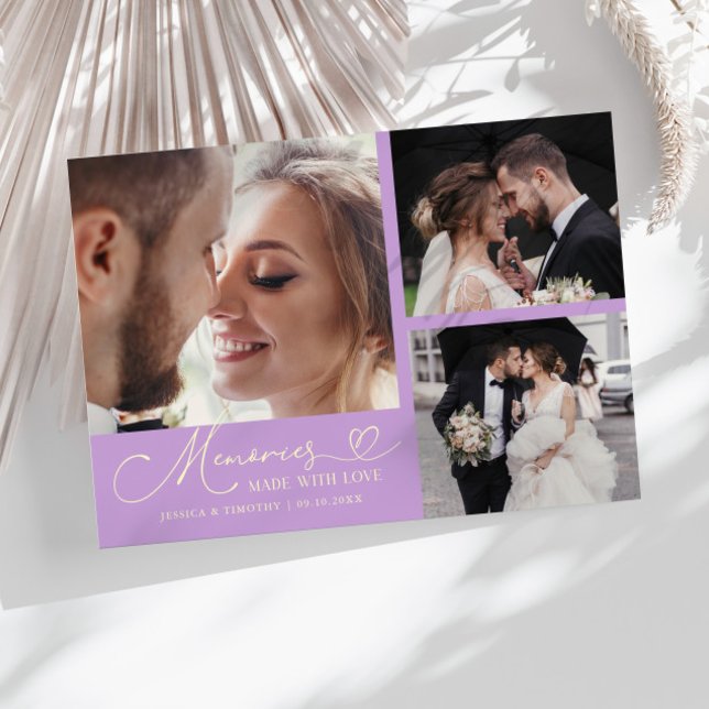 Memories Made With Love Wedding Wisteria Photo Thank You Card (Creator Uploaded)