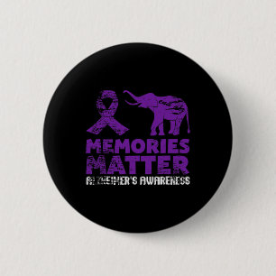 Memories Matter Alzheimer  - Purple Elephant 1 6 Cm Round Badge