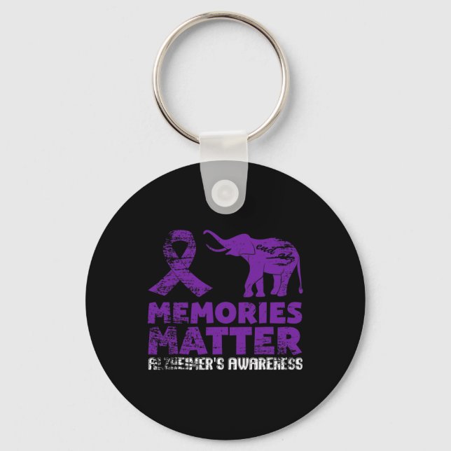 Memories Matter Alzheimer  - Purple Elephant 1 Key Ring (Front)