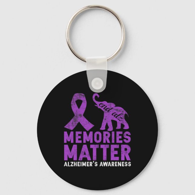 Memories Matter Alzheimer  - Purple Elephant  Key Ring (Front)