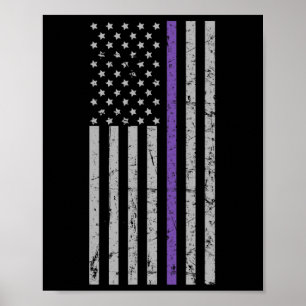 Memories Matter Alzheimer USA Flag Purple Strip Poster