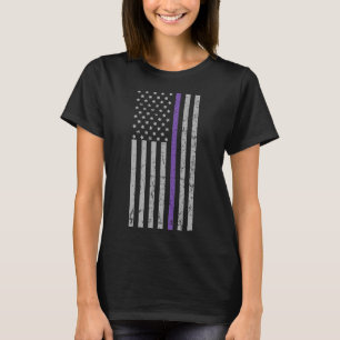 Memories Matter Alzheimer USA Flag Purple Strip  T-Shirt