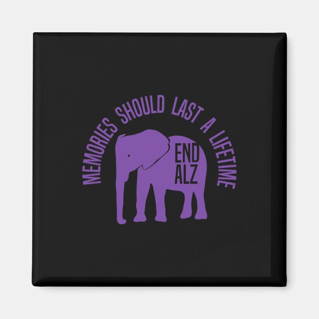 Memories Matter  Purple Elephant and text Alzheime Magnet (Front)
