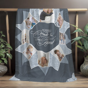 Memories Photo Collage Blue ID1016 Fleece Blanket