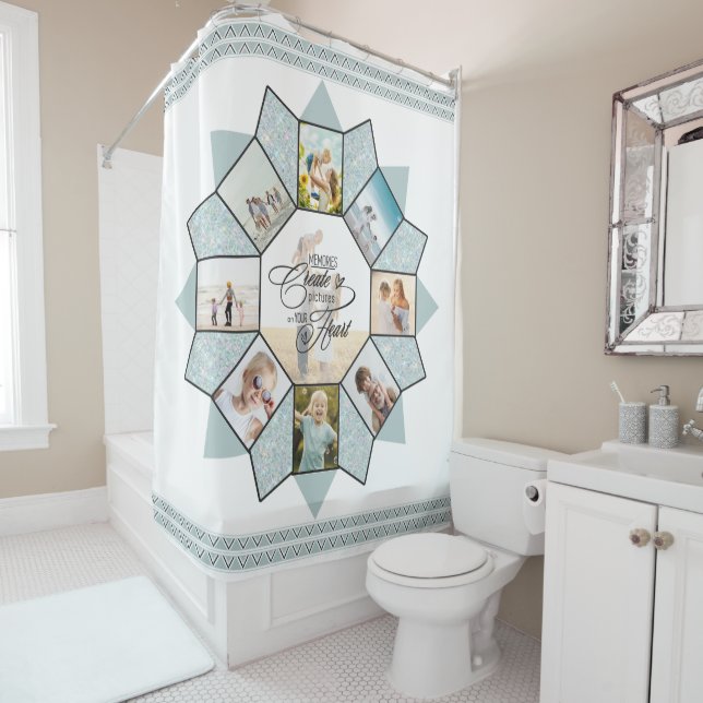 Memories Photo Collage Sea Glass ID1016 Shower Curtain (In Situ)