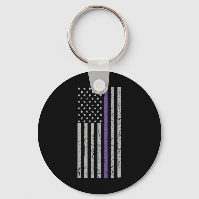 Memories Problem Heimerheimer Usa Flag Purple Stri Key Ring (Front)